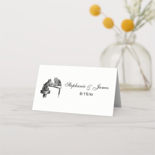 ボードゲーム：2匹遊の猫がチェスの試合 プレイスカード (正面)