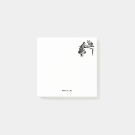 ボードゲーム:2匹遊の猫がチェスの試合 ポストイット (正面)