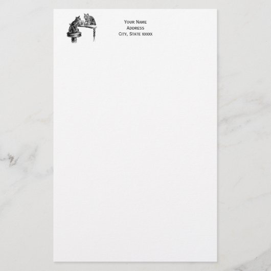 ボードゲーム：2匹遊の猫がチェスの試合 便箋 (正面)