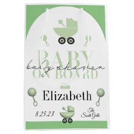 ボードシャワーカード上のベビーシャワー招待状 ミディアムペーパーバッグ