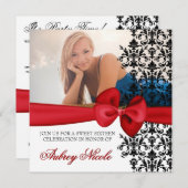 ボードダマスクアクセント付き招待状[赤] 招待状 (正面/裏面)