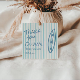 ボードベビーシャワー上のサーフハンド描画ブルーベビー フェイバータグ