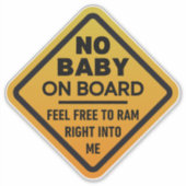 ボード上おもしろいのベビーなし大人の注意バンパー シール (正面)