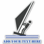 ボード上のウィンドサーファー黒と青のウィンドサーフィン シール (正面)