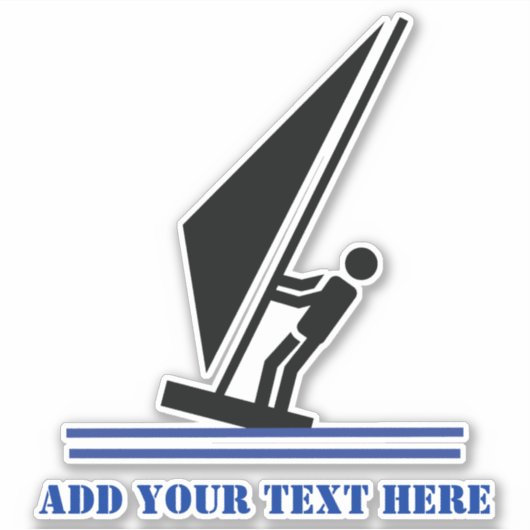 ボード上のウィンドサーファー黒と青のウィンドサーフィン シール (正面)