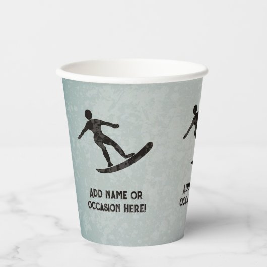 ボード上のサーファーの頑丈な金属の外観の男性パーティー 紙コップ (正面)