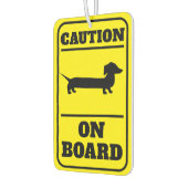 ボード上のDachshundに注意おもしろい カーエアーフレッシュナー (左)