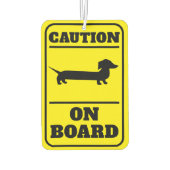 ボード上のDachshundに注意おもしろい カーエアーフレッシュナー (裏面)