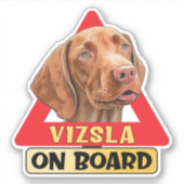 ボード上のVizslaハンガリードッグ赤い交通標識 シール (正面)