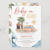 ボード上男女兼用のベビーベビーシャワー 招待状 (正面/裏面)