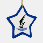 ボード黒青ウィンドサーフィンのウィンドサーファーカスタム セラミックオーナメント (右)