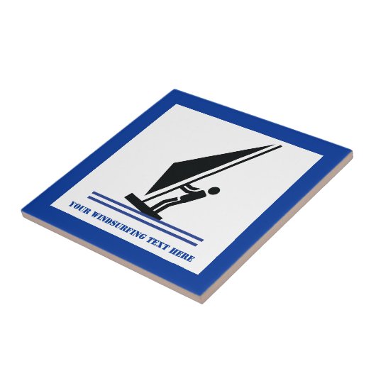 ボード黒青ウィンドサーフィンのウィンドサーファーカスタム タイル (側面)