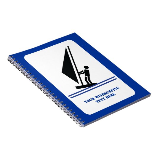 ボード黒青ウィンドサーフィンのウィンドサーファーカスタム ノートブック (右側)