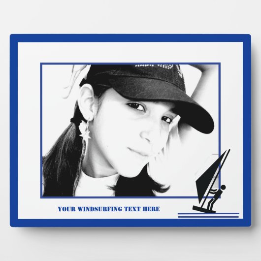 ボード黒青ウィンドサーフィンのウィンドサーファーカスタム フォトプラーク (正面)