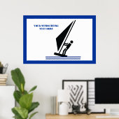 ボード黒青ウィンドサーフィンのウィンドサーファーカスタム ポスター (ホームオフィス)
