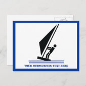 ボード黒青ウィンドサーフィンのウィンドサーファーカスタム ポストカード (正面/裏面)