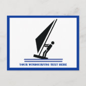ボード黒青ウィンドサーフィンのウィンドサーファーカスタム ポストカード (正面)
