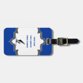 ボード黒青ウィンドサーフィンのウィンドサーファーカスタム ラゲッジタグ (正面横)