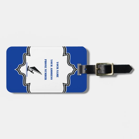 ボード黒青ウィンドサーフィンのウィンドサーファーカスタム ラゲッジタグ (正面横)