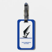 ボード黒青ウィンドサーフィンのウィンドサーファーカスタム ラゲッジタグ (裏面縦)