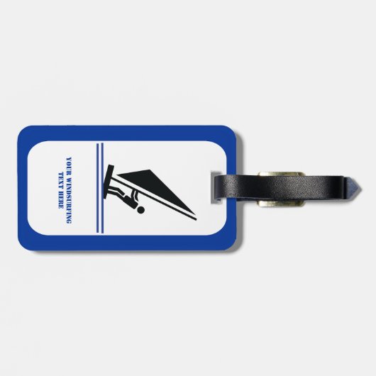 ボード黒青ウィンドサーフィンのウィンドサーファーカスタム ラゲッジタグ (裏面横)