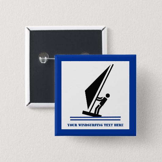 ボード黒青ウィンドサーフィンのウィンドサーファー 缶バッジ (正面&裏面)