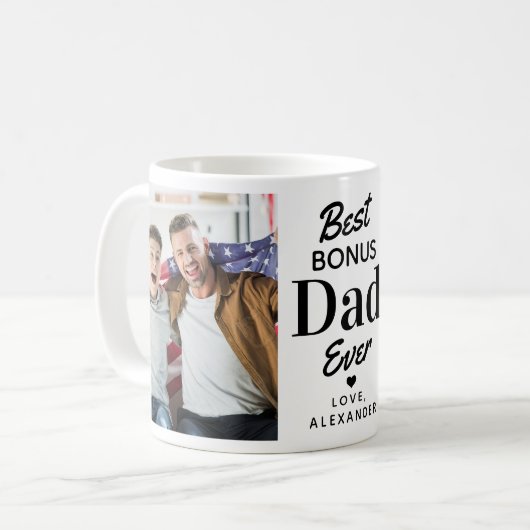 ボーナスパパステップパパ父の日カスタム2写真 コーヒーマグカップ (正面左)