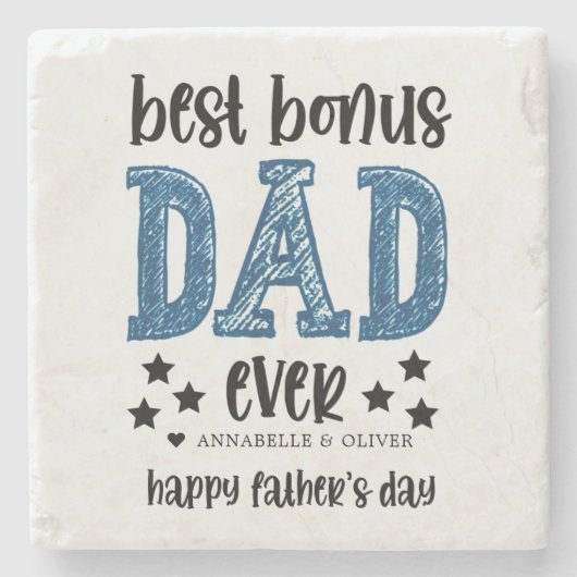 ボーナスパパタイポグラフィの父の日 ストーンコースター (正面)