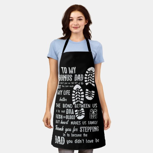 ボーナスパパ父親の日娘の息子のための継父 エプロン (着用した状態)