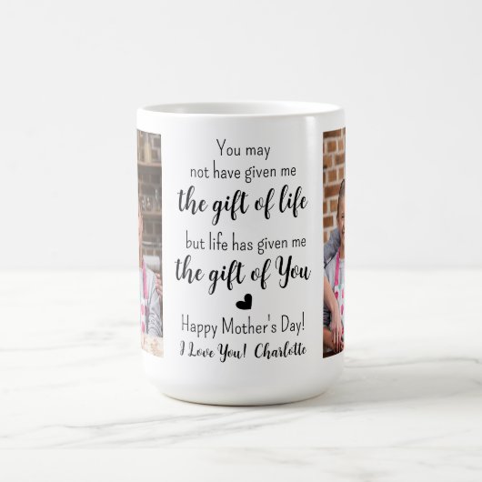 ボーナスママカスタム詩の歌2写真母の日 コーヒーマグカップ (中央)