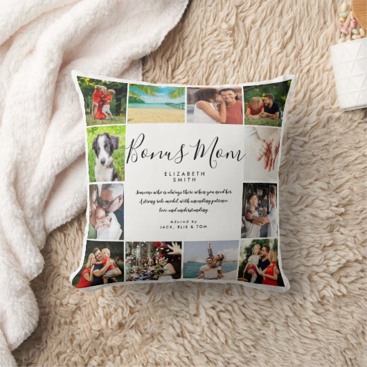 ボーナスマムステップマム引用文台本12フォトコラージュ クッション (ブランケット)