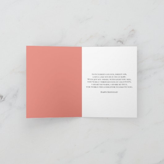 ボーナスマムマリーゴールドとの10月誕生日オンケーキ カード (内部)