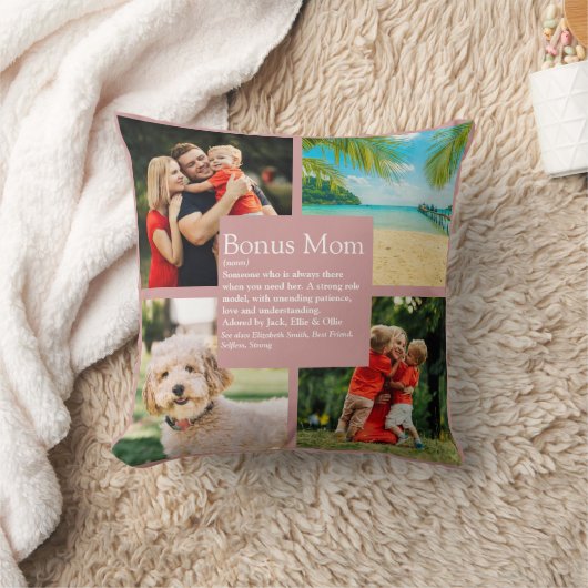 ボーナスマム定義4フォト赤面ピンク クッション (ブランケット)