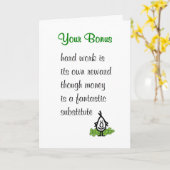 ボーナス – おもしろいボーナスに伴う詩 カード (黄色い花)