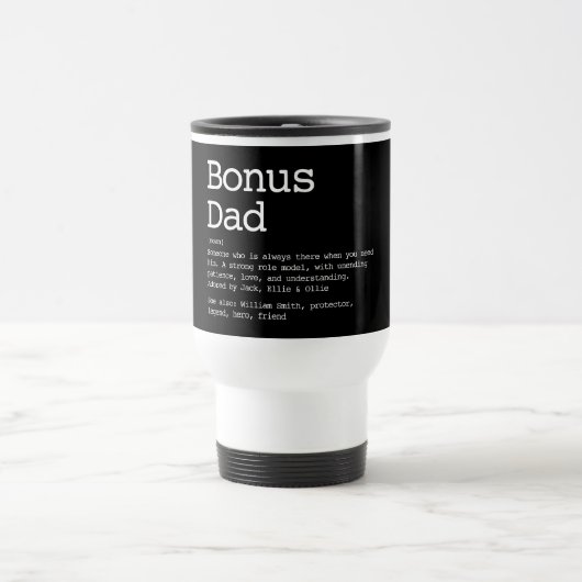 ボーナパーソナライズされたスパパステップダード定義ブラック トラベルマグ (中央)