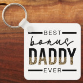 ボーナ最高のーダディエバーレオパードタイポグラフィ キーホルダー (正面)