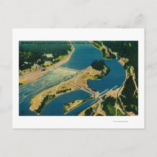 ボーネビルダムとコロンビア川から空気 ポストカード (正面)