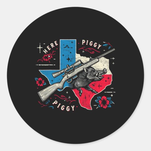 ボーハンターメンズヘビーギーヴィンテージテキサス州ワイルドホッグ ラウンドシール (正面)