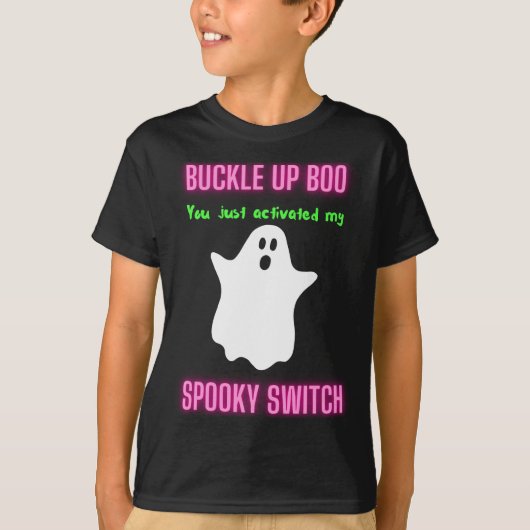 ボーバックルアップボースイッチを起動し不気味た Tシャツ (正面)