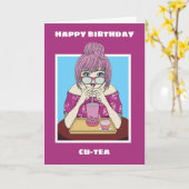 ボーバブルティー誕生日カードfor a Girl カード (黄色い花)