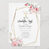 ボーバラ金ゴールドフレームRNナース卒業パーティー 招待状 (正面/裏面)