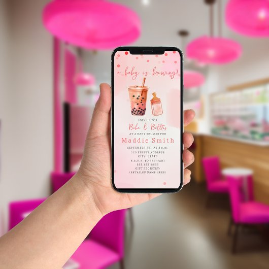 ボーバ&ボトルベビーはブルーイングバブルティーシャワー 招待状