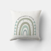 ボーパーソナライズされたウォーター色ブルーレインボー子供部屋 クッション (裏面)