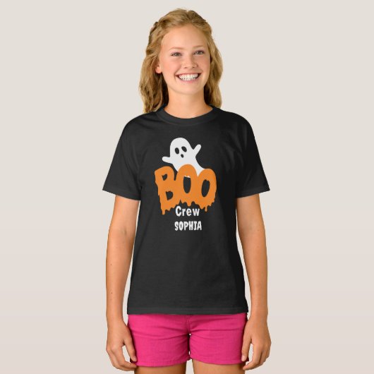 ボーパーソナライズされたクルーキッズハロウィーン Tシャツ (正面フル)