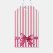 ボーパーソナライズされたス付きピンクと白ストライプののシール ギフトタグ (裏面)
