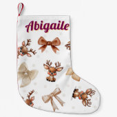 ボーパーソナライズされたス・コケット付きトナカイストッキング スモールクリスマスストッキング (正面)