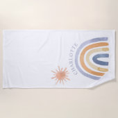 ボーパーソナライズされたホレインボーアンドサン ビーチタオル (正面)