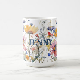 ボーパーソナライズされたホ秋ワイルドフラワー花嫁の贈り物 コーヒーマグカップ