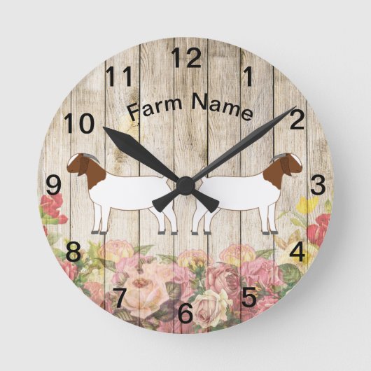 ボーパーソナライズされたヤーヤギ農場丸時計 ラウンド壁時計 (正面)