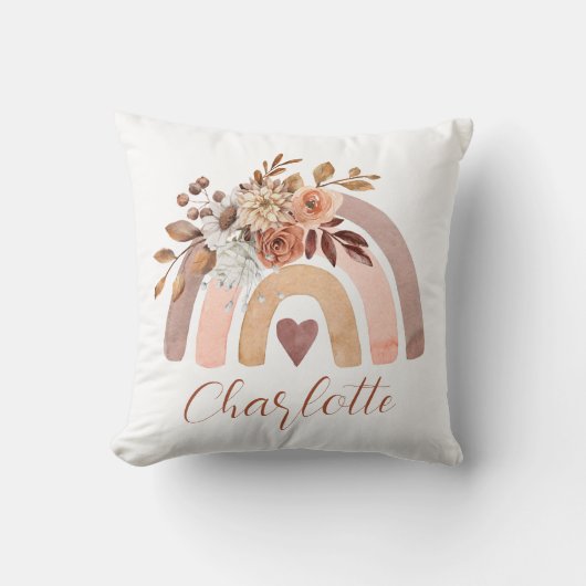 ボーパーソナライズされたラストテラコッタレインボー クッション (正面)
